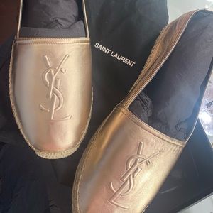 Yves saint laurent rose gold espadrilles